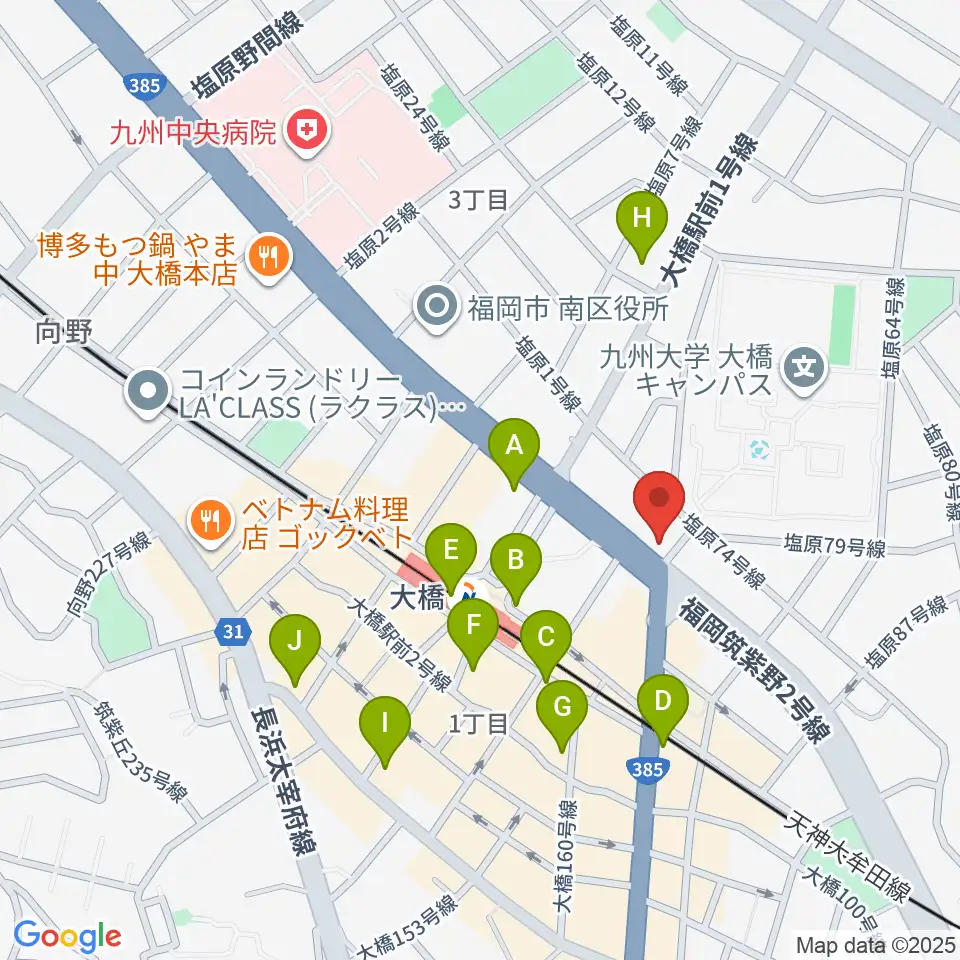 sound Boogie大橋店周辺のコンビニエンスストア一覧地図
