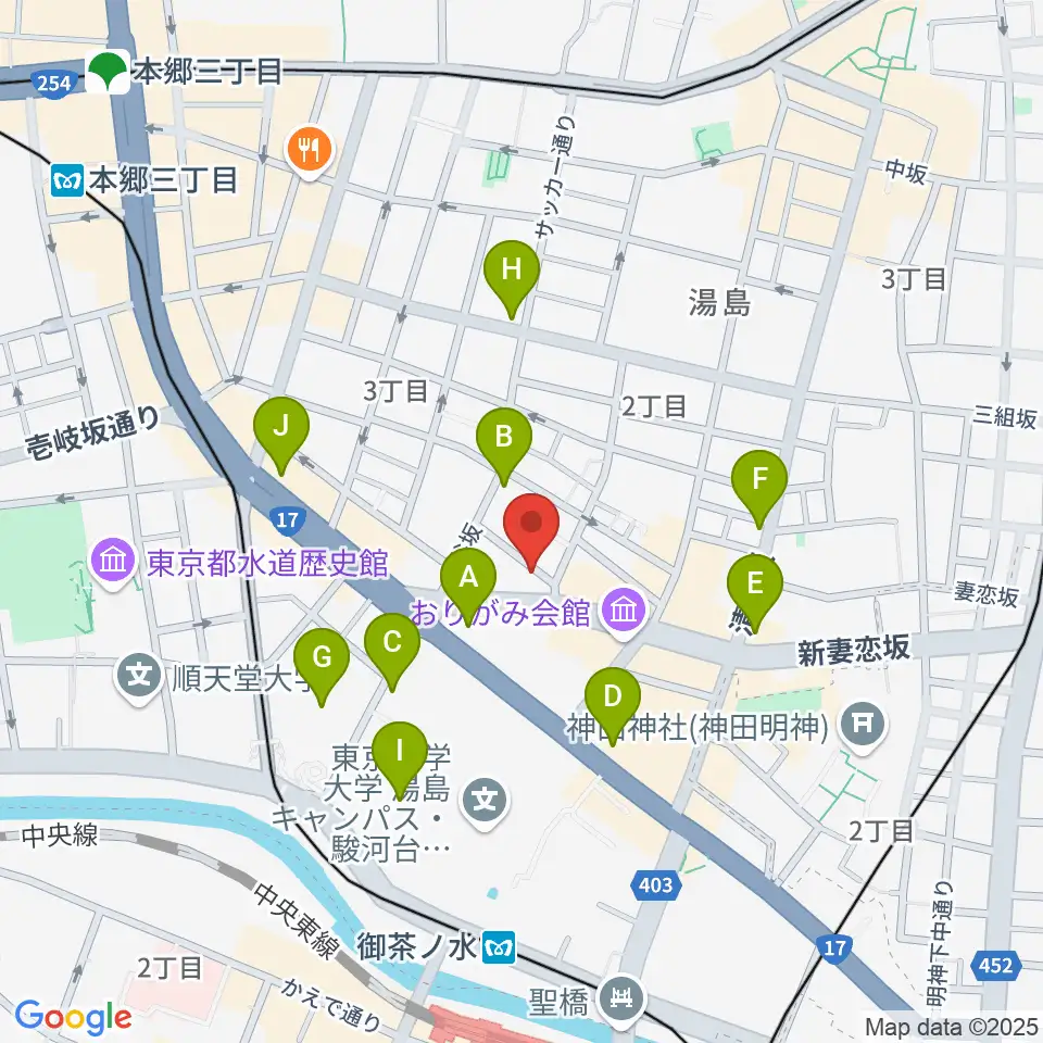 サウンドナイン御茶ノ水店周辺のコンビニエンスストア一覧地図