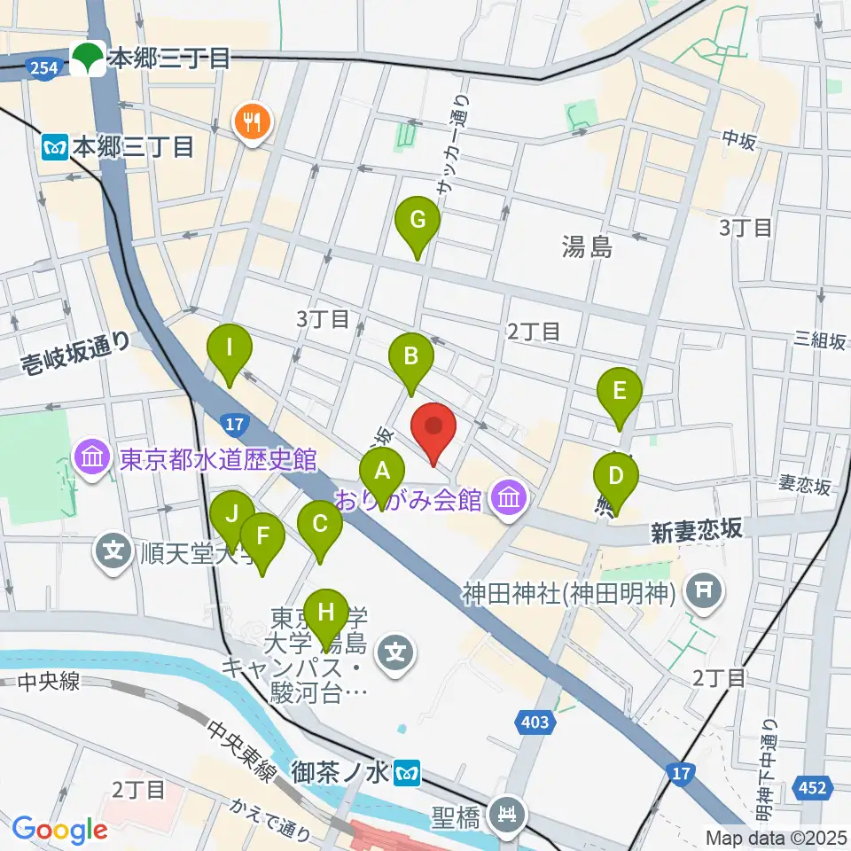 サウンドナイン御茶ノ水店周辺のコンビニエンスストア一覧地図