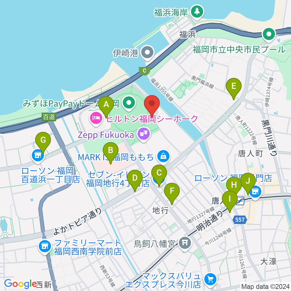 よしもと福岡 大和証券劇場周辺のコンビニエンスストア一覧地図