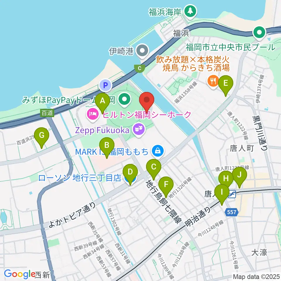よしもと福岡 大和証券劇場周辺のコンビニエンスストア一覧地図