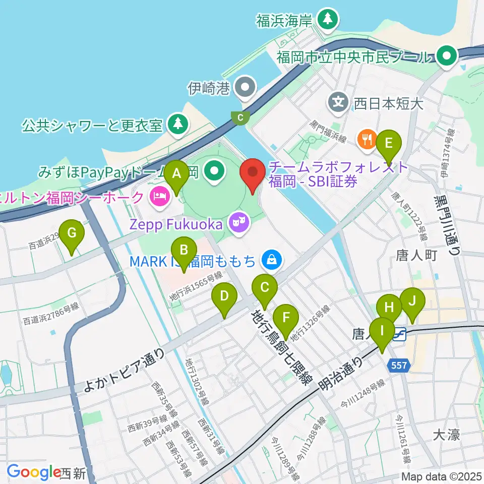 よしもと福岡 大和証券劇場周辺のコンビニエンスストア一覧地図