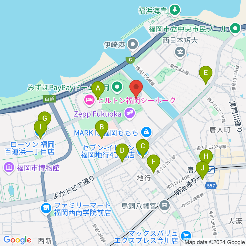 西日本シティ銀行 HKT48劇場周辺のコンビニエンスストア一覧地図