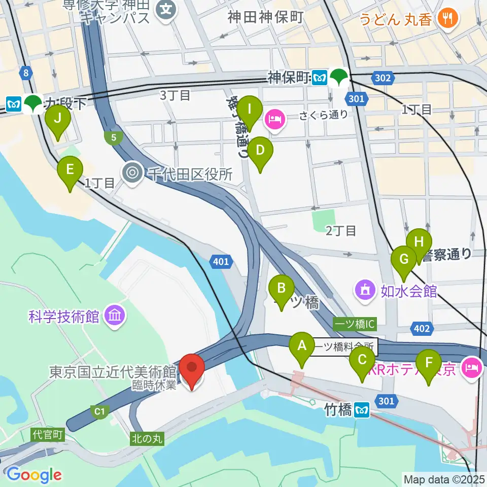 東京国立近代美術館周辺のコンビニエンスストア一覧地図