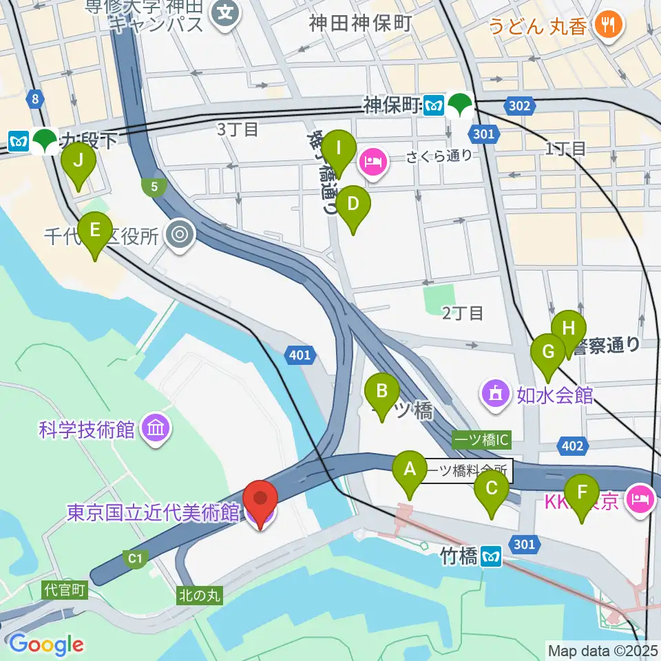 東京国立近代美術館周辺のコンビニエンスストア一覧地図