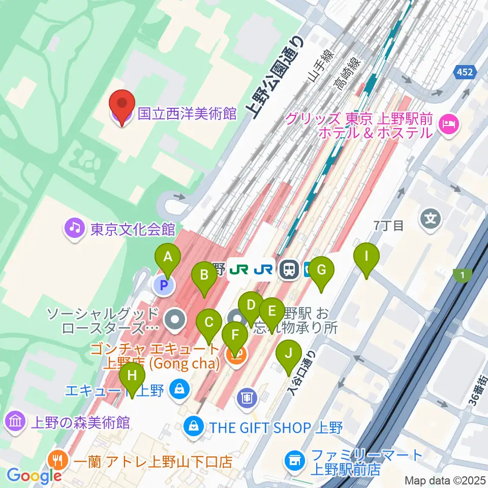 国立西洋美術館周辺のコンビニエンスストア一覧地図