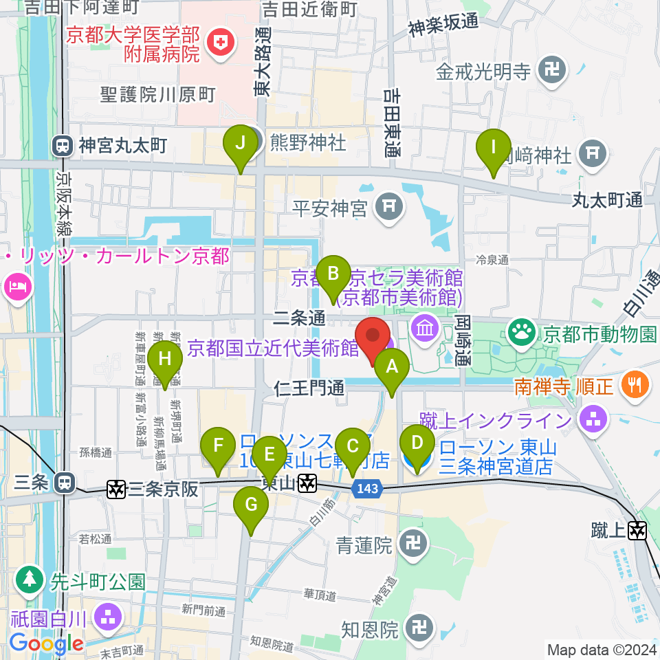 京都国立近代美術館周辺のコンビニエンスストア一覧地図