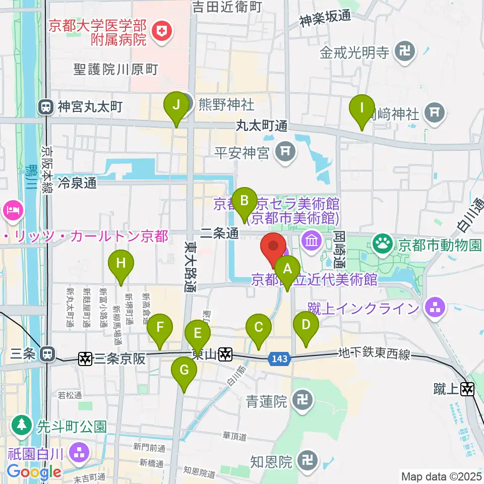 京都国立近代美術館周辺のコンビニエンスストア一覧地図
