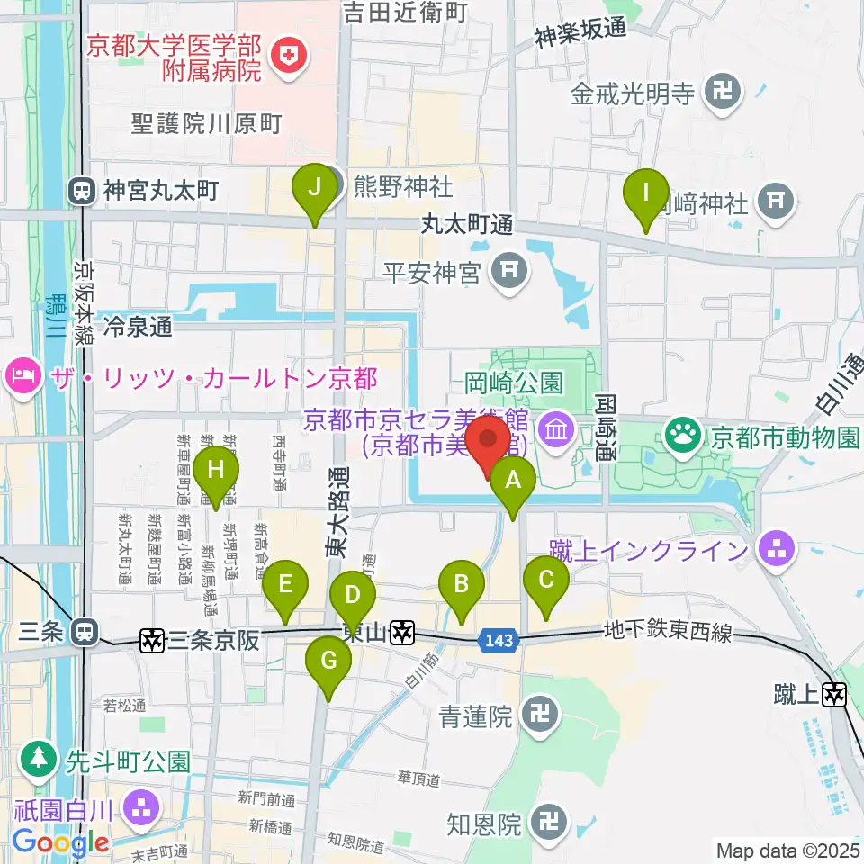 京都国立近代美術館周辺のコンビニエンスストア一覧地図