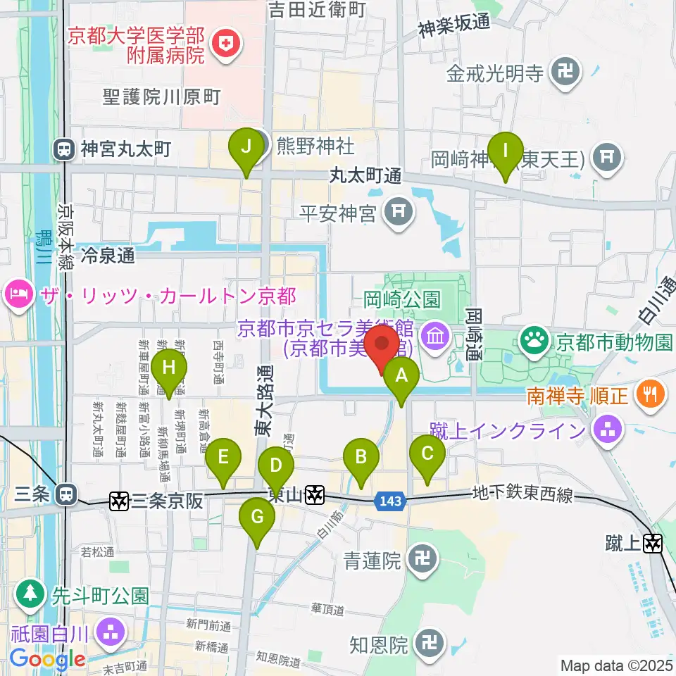 京都国立近代美術館周辺のコンビニエンスストア一覧地図