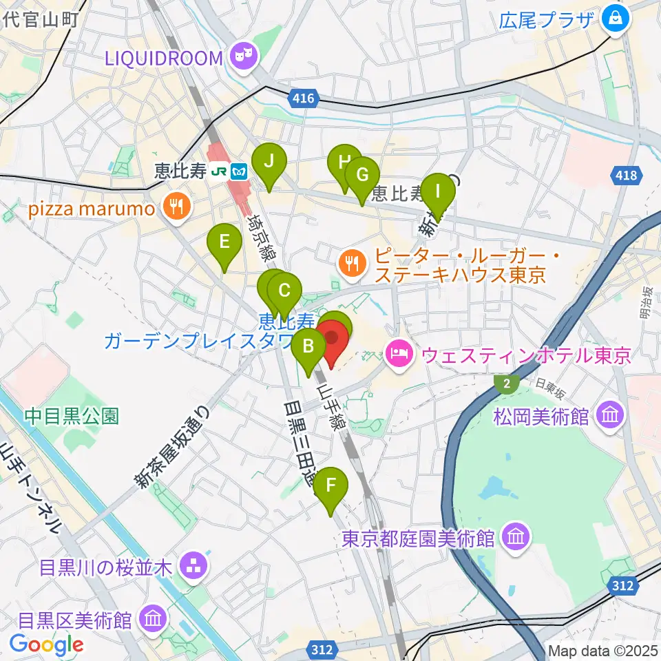 東京都写真美術館周辺のコンビニエンスストア一覧地図