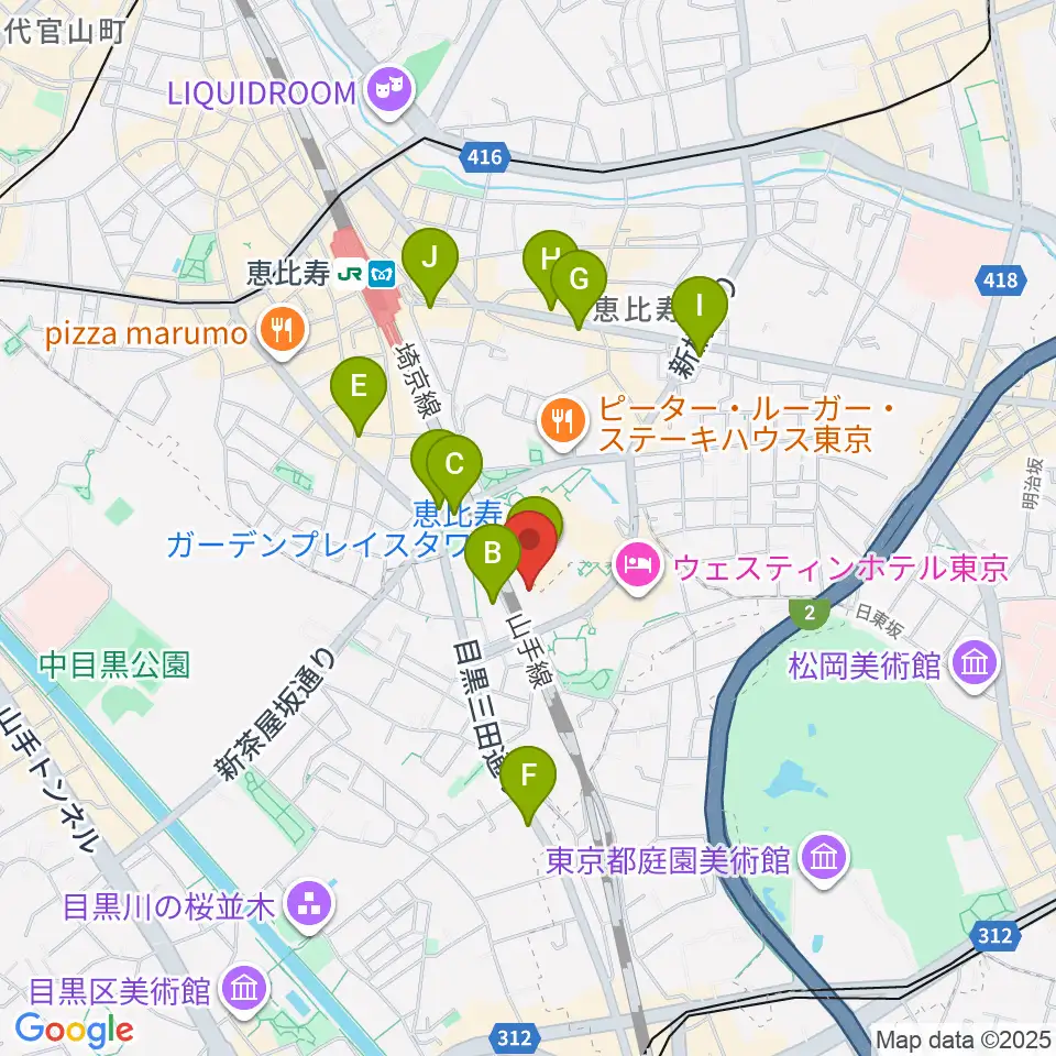 東京都写真美術館周辺のコンビニエンスストア一覧地図