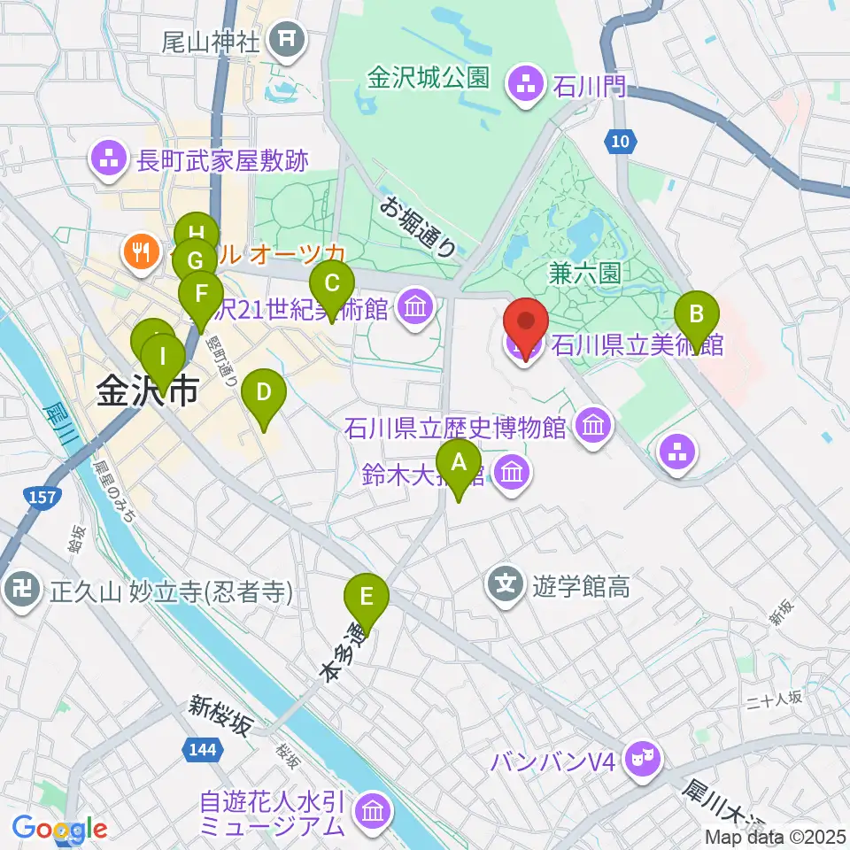 石川県立美術館周辺のコンビニエンスストア一覧地図