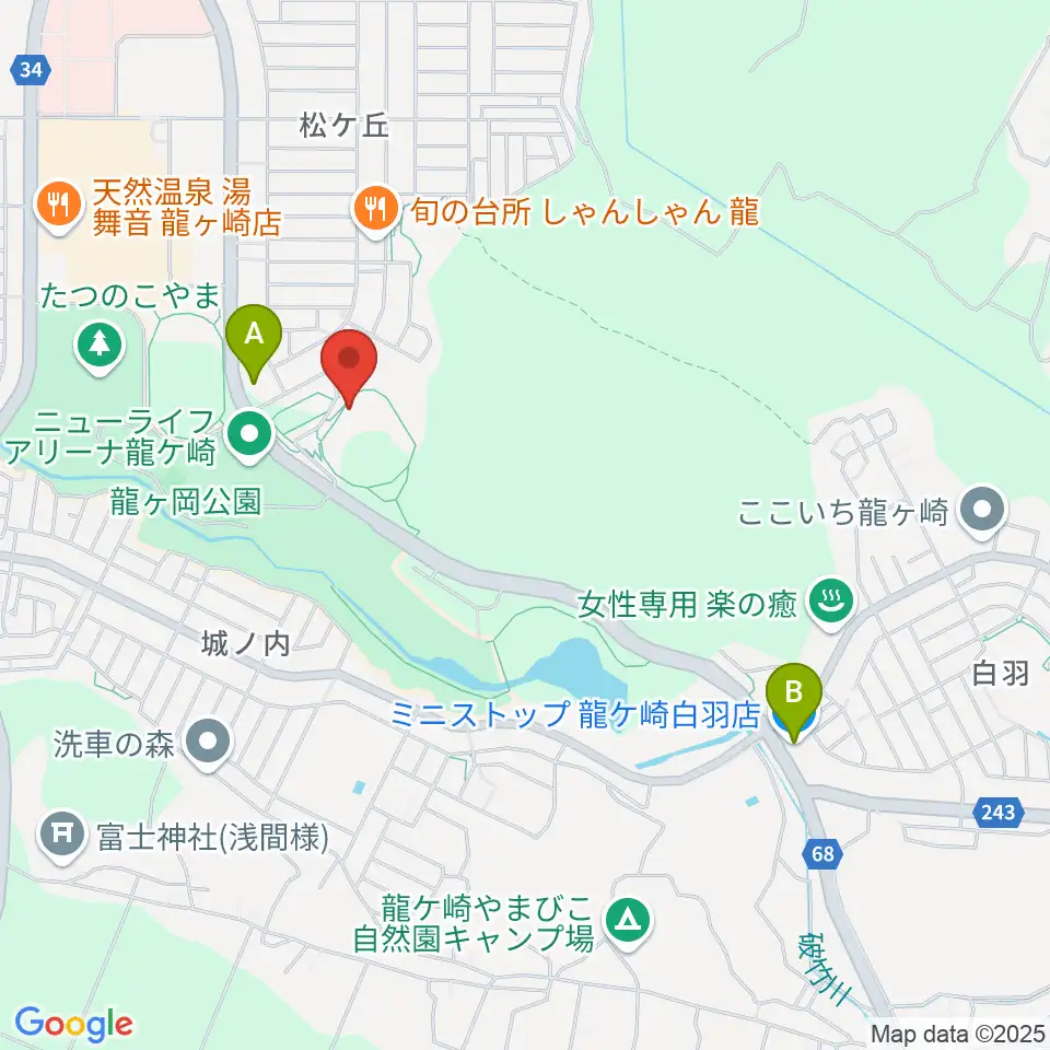 TOKIWAスタジアム龍ケ崎周辺のコンビニエンスストア一覧地図