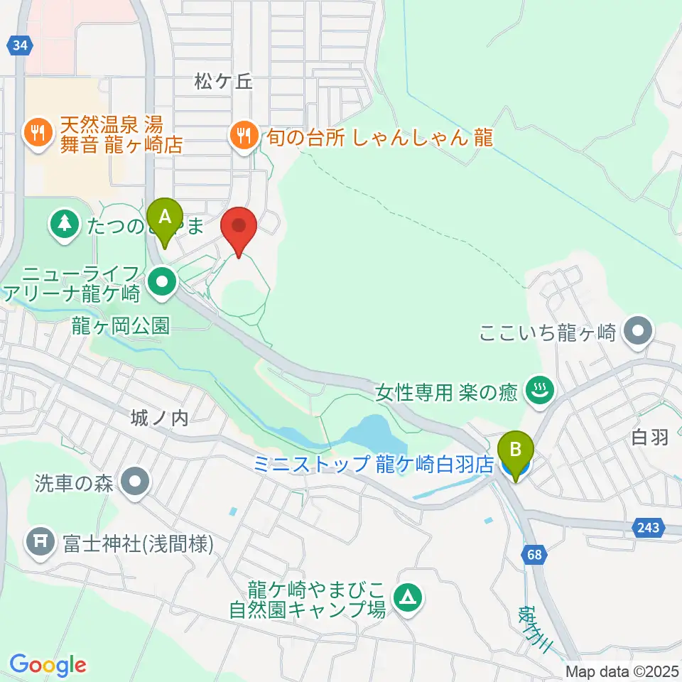 TOKIWAスタジアム龍ケ崎周辺のコンビニエンスストア一覧地図