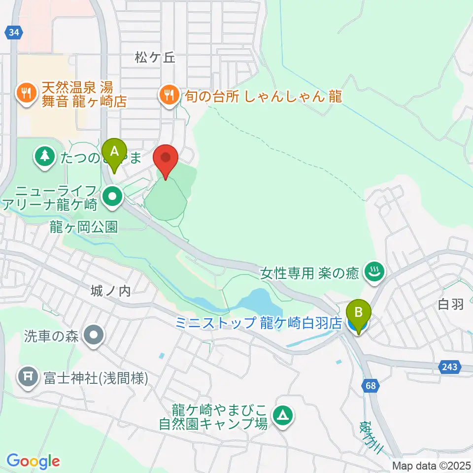 TOKIWAスタジアム龍ケ崎周辺のコンビニエンスストア一覧地図