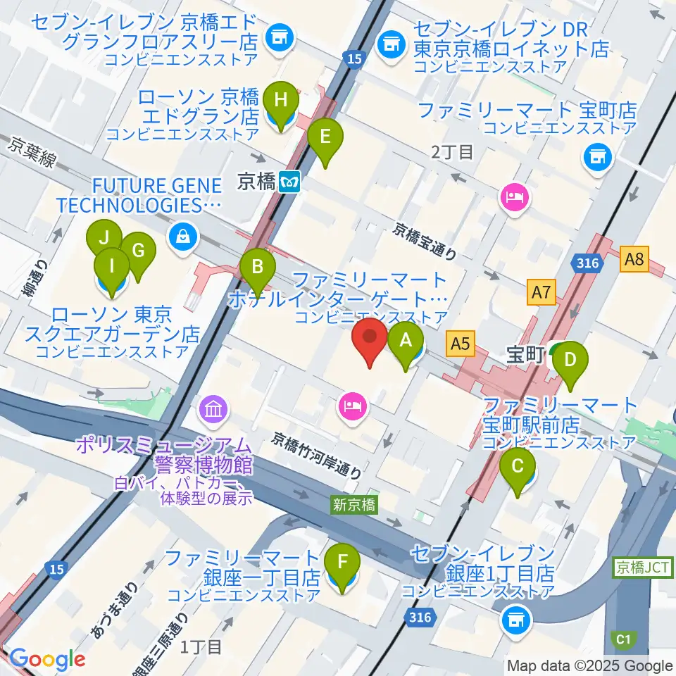 国立映画アーカイブ周辺のコンビニエンスストア一覧地図