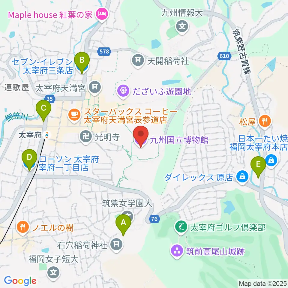 九州国立博物館周辺のコンビニエンスストア一覧地図