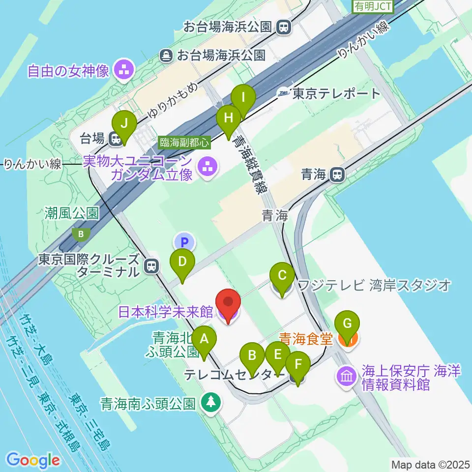 日本科学未来館周辺のコンビニエンスストア一覧地図