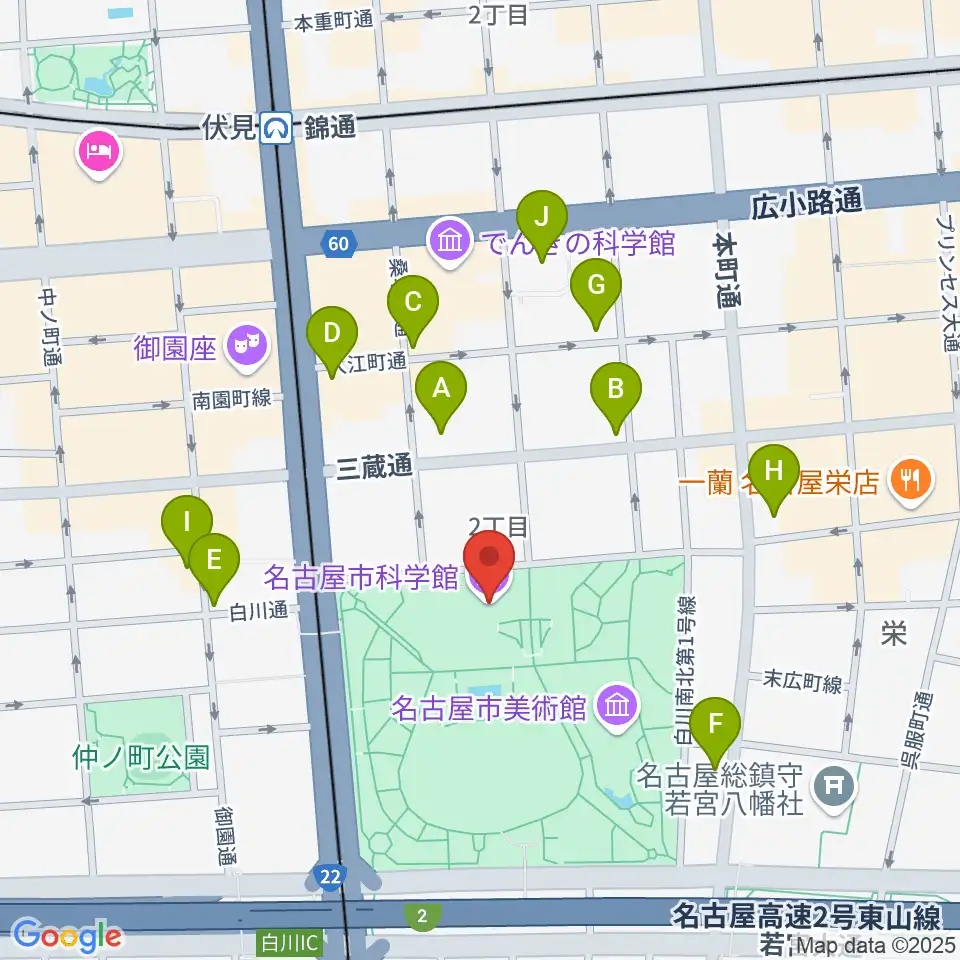 名古屋市科学館周辺のコンビニエンスストア一覧地図