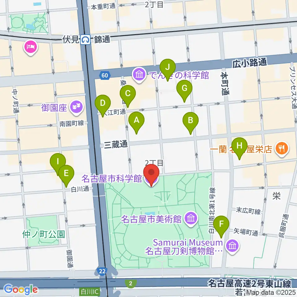 名古屋市科学館周辺のコンビニエンスストア一覧地図