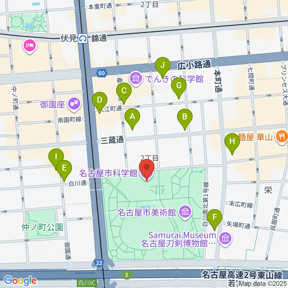 名古屋市科学館周辺のコンビニエンスストア一覧地図