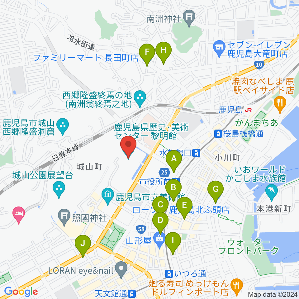 鹿児島県歴史・美術センター黎明館周辺のコンビニエンスストア一覧地図