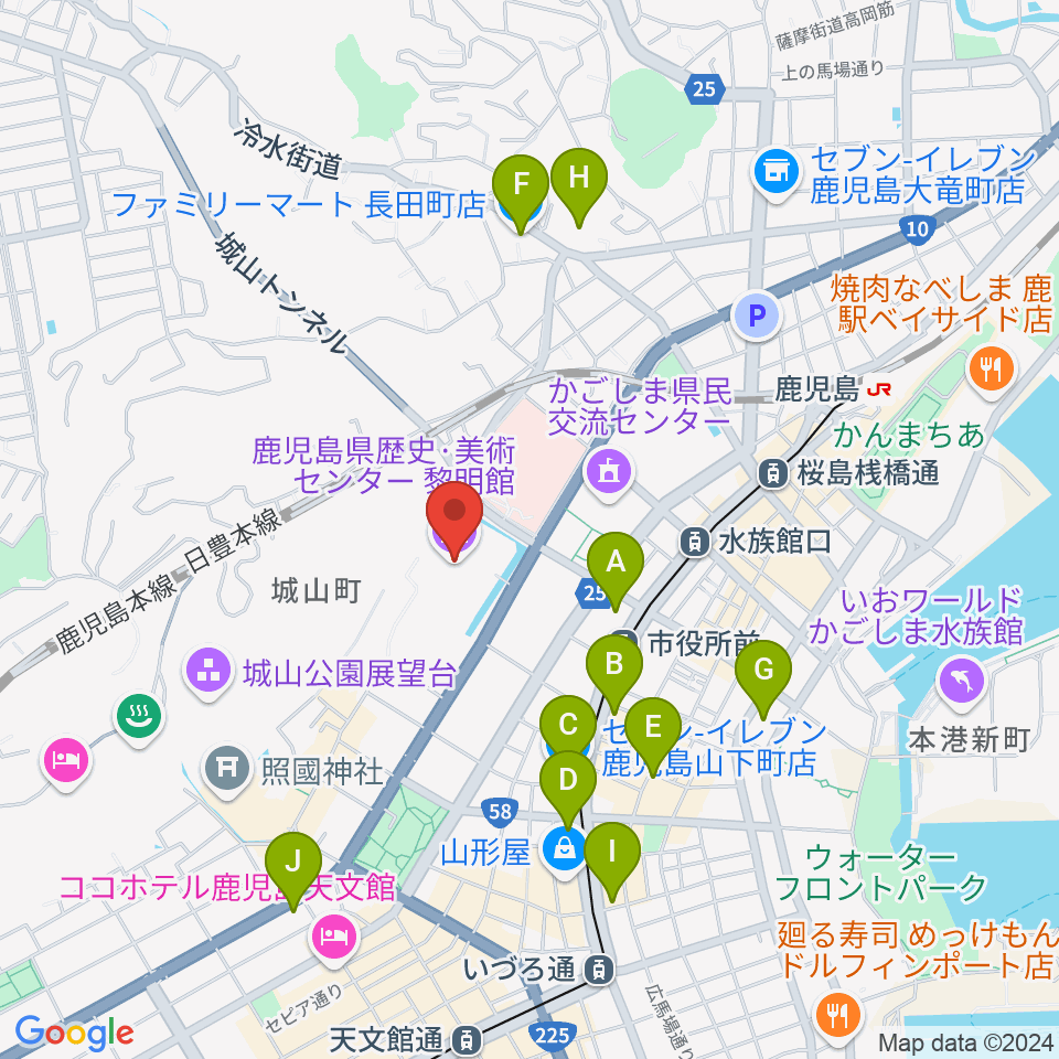 鹿児島県歴史・美術センター黎明館周辺のコンビニエンスストア一覧地図