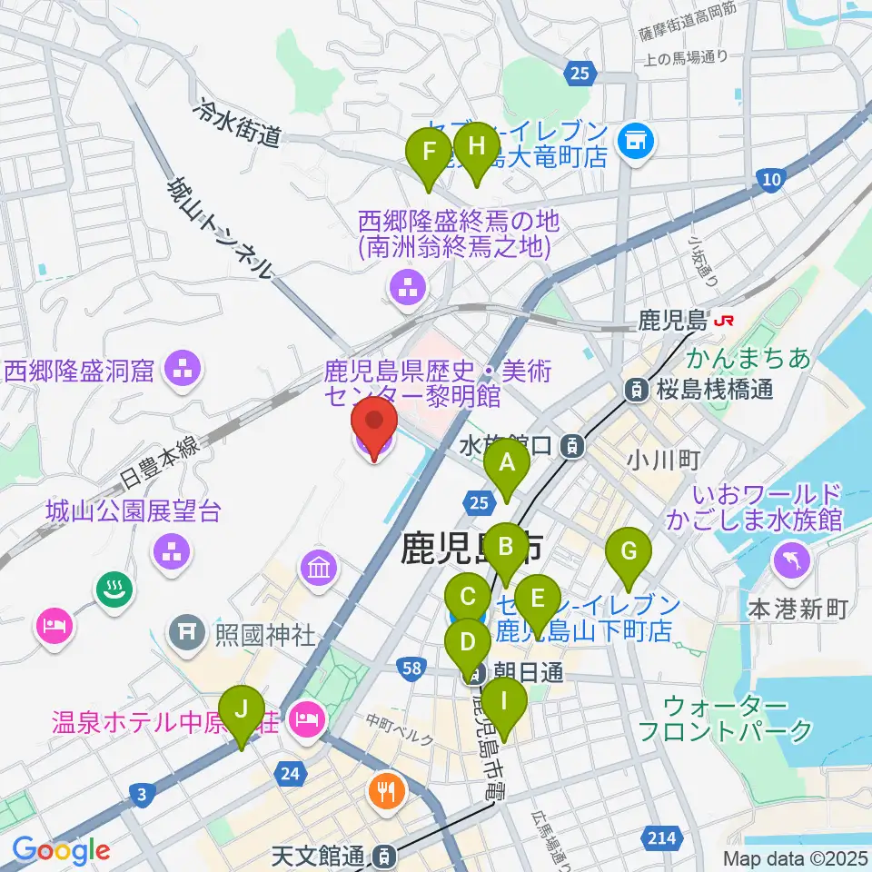 鹿児島県歴史・美術センター黎明館周辺のコンビニエンスストア一覧地図