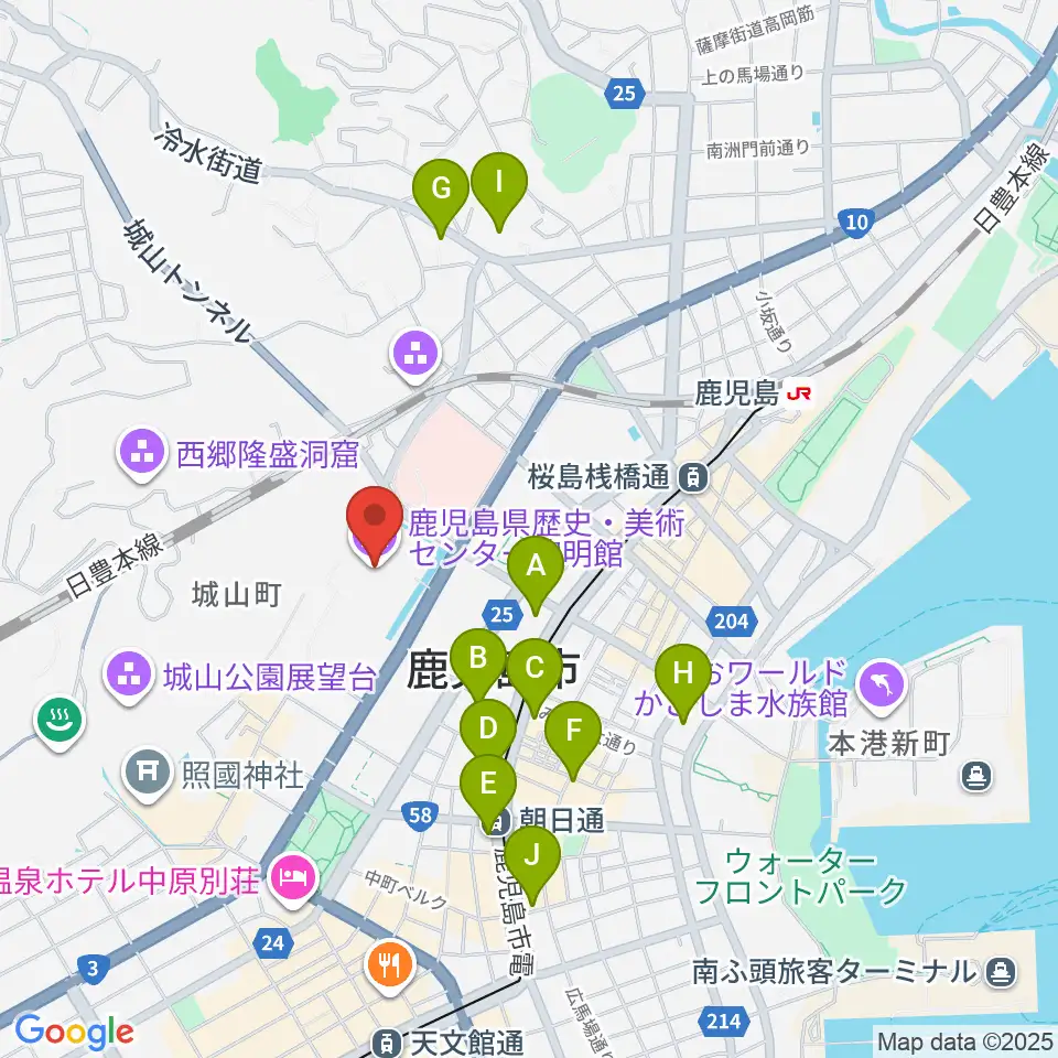 鹿児島県歴史・美術センター黎明館周辺のコンビニエンスストア一覧地図