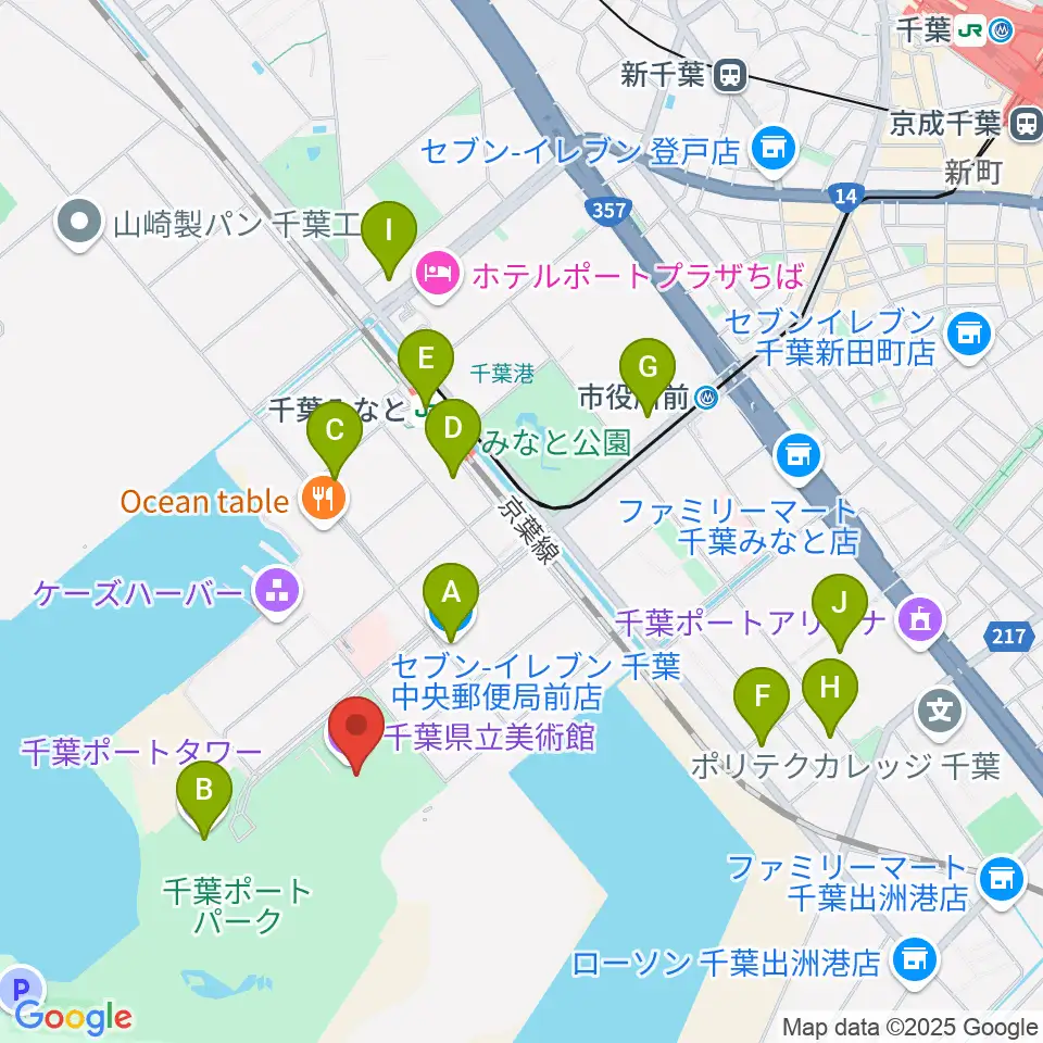 千葉県立美術館周辺のコンビニエンスストア一覧地図