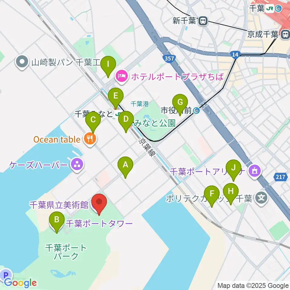 千葉県立美術館周辺のコンビニエンスストア一覧地図