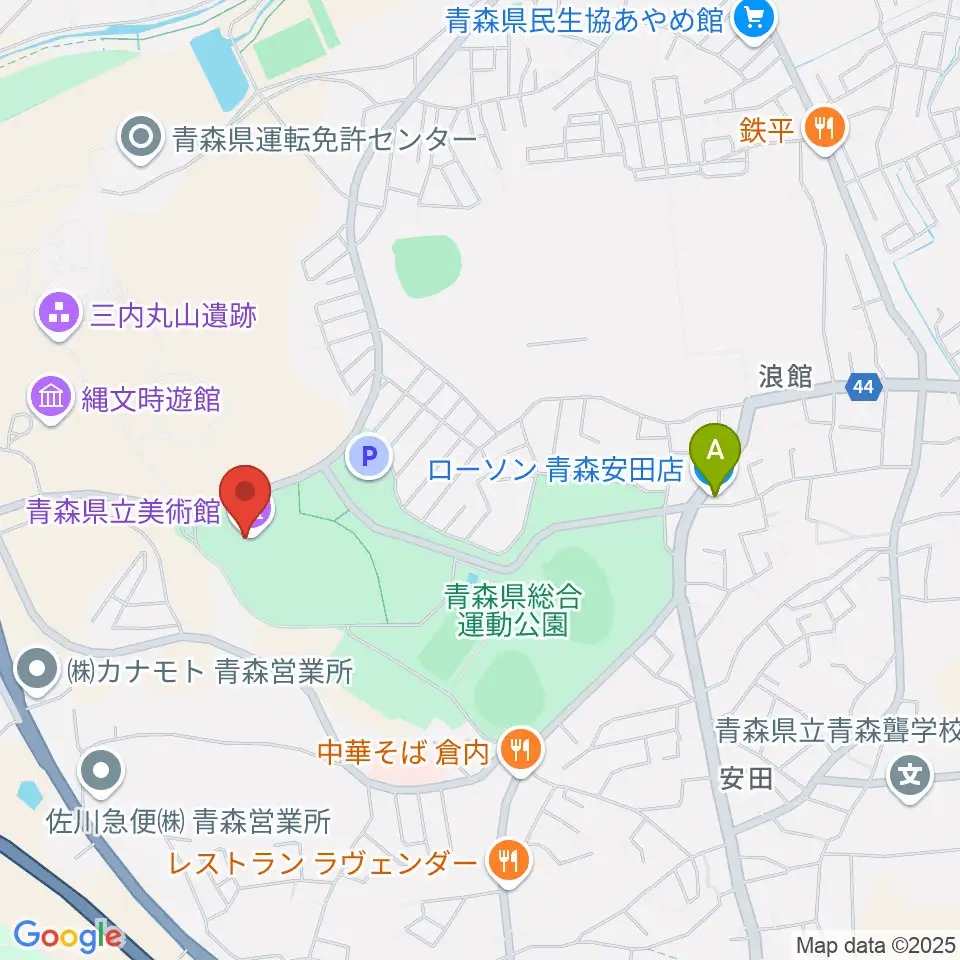 青森県立美術館周辺のコンビニエンスストア一覧地図