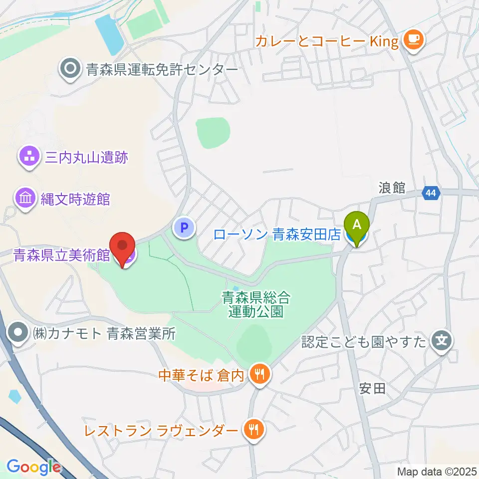 青森県立美術館周辺のコンビニエンスストア一覧地図