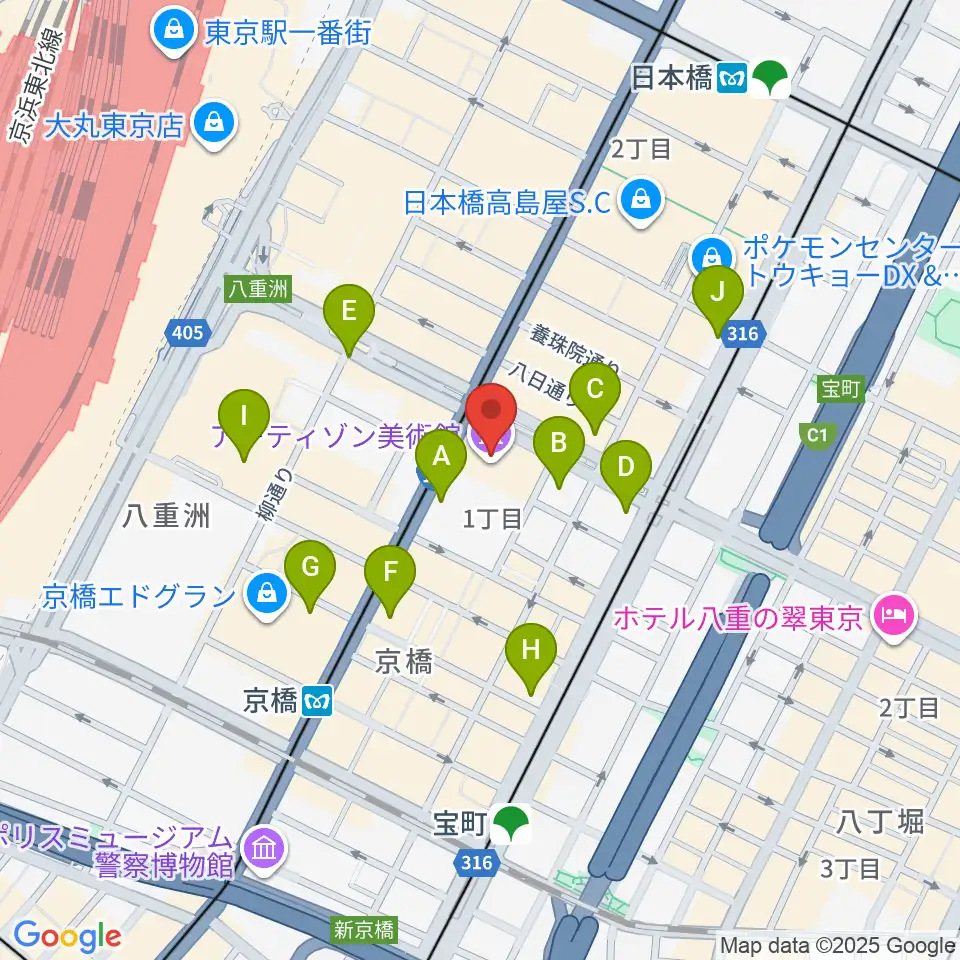 アーティゾン美術館周辺のコンビニエンスストア一覧地図