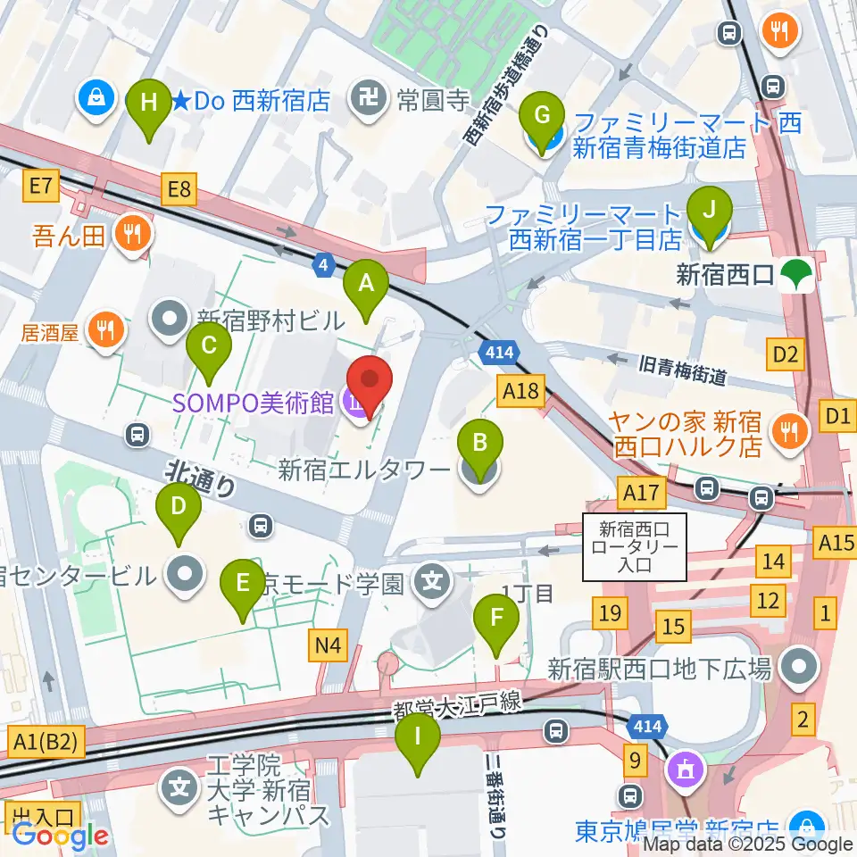 SOMPO美術館周辺のコンビニエンスストア一覧地図