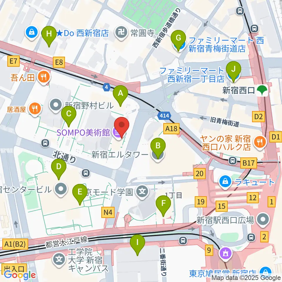 SOMPO美術館周辺のコンビニエンスストア一覧地図