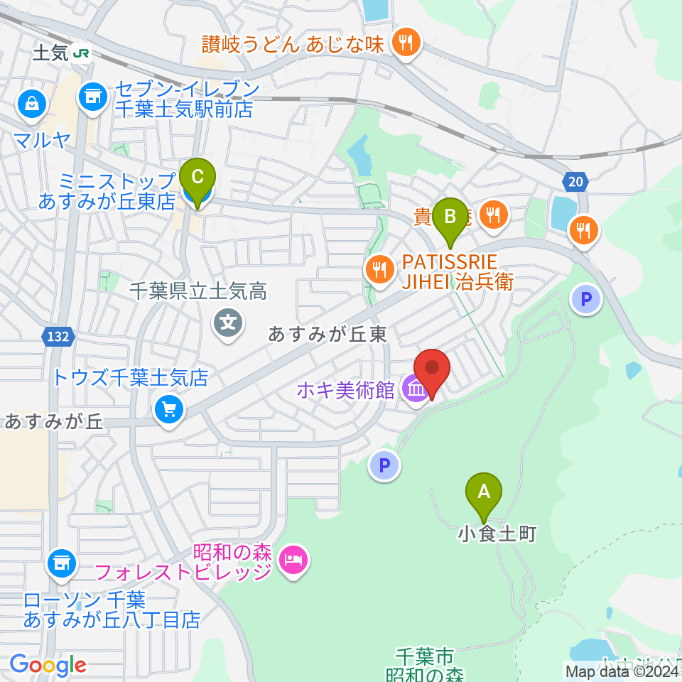 ホキ美術館周辺のコンビニエンスストア一覧地図