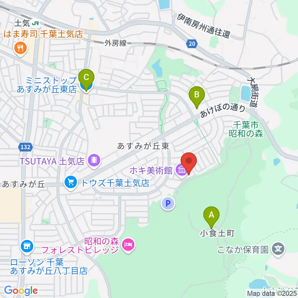 ホキ美術館周辺のコンビニエンスストア一覧地図