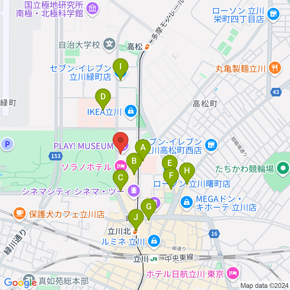 PLAY! MUSEUM周辺のコンビニエンスストア一覧地図