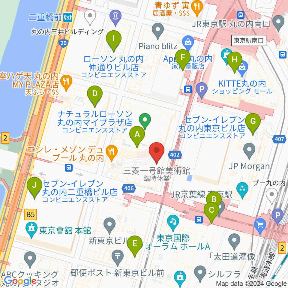 三菱一号館美術館周辺のコンビニエンスストア一覧地図