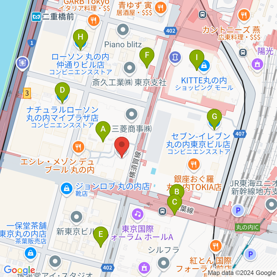 三菱一号館美術館周辺のコンビニエンスストア一覧地図