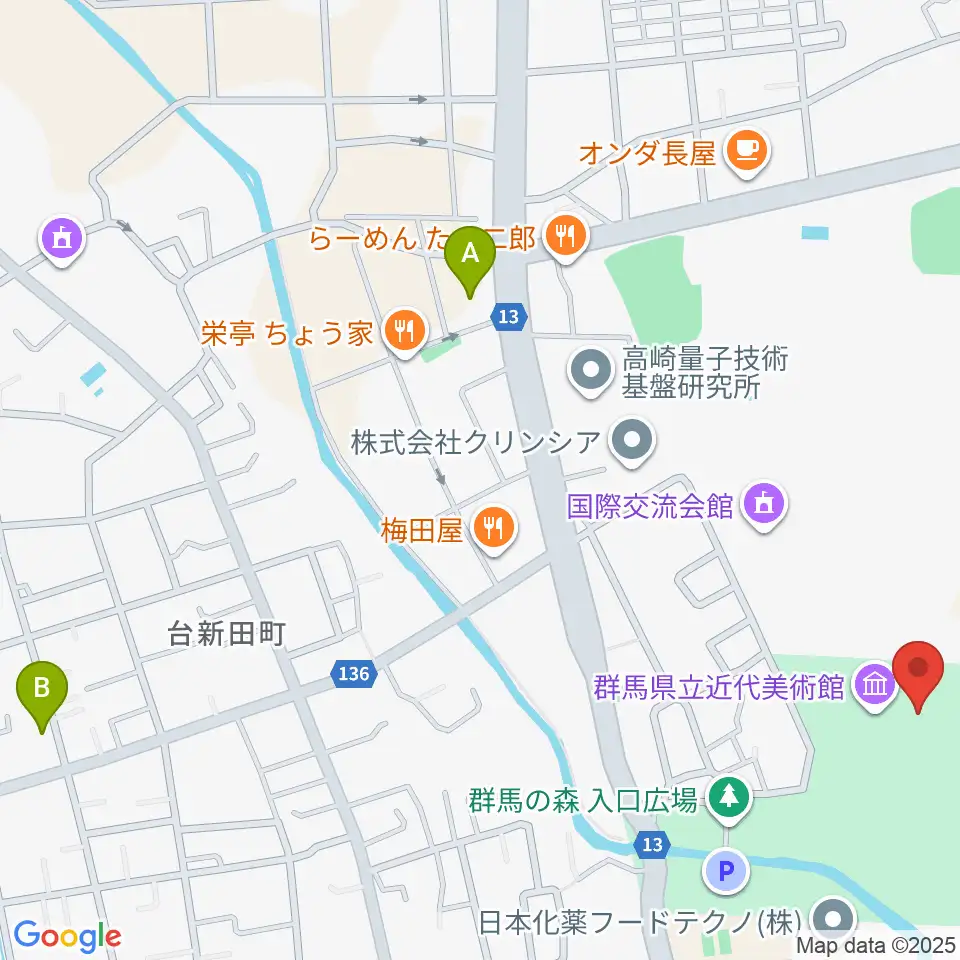 群馬県立近代美術館周辺のコンビニエンスストア一覧地図