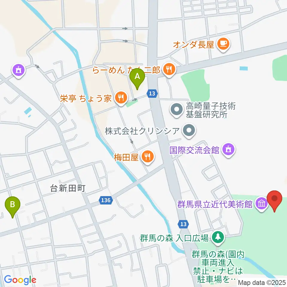 群馬県立近代美術館周辺のコンビニエンスストア一覧地図