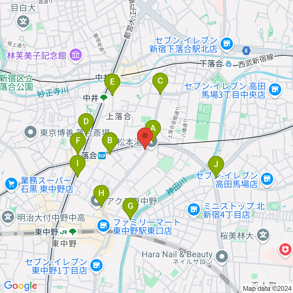 プラチナムガレージ周辺のコンビニエンスストア一覧地図