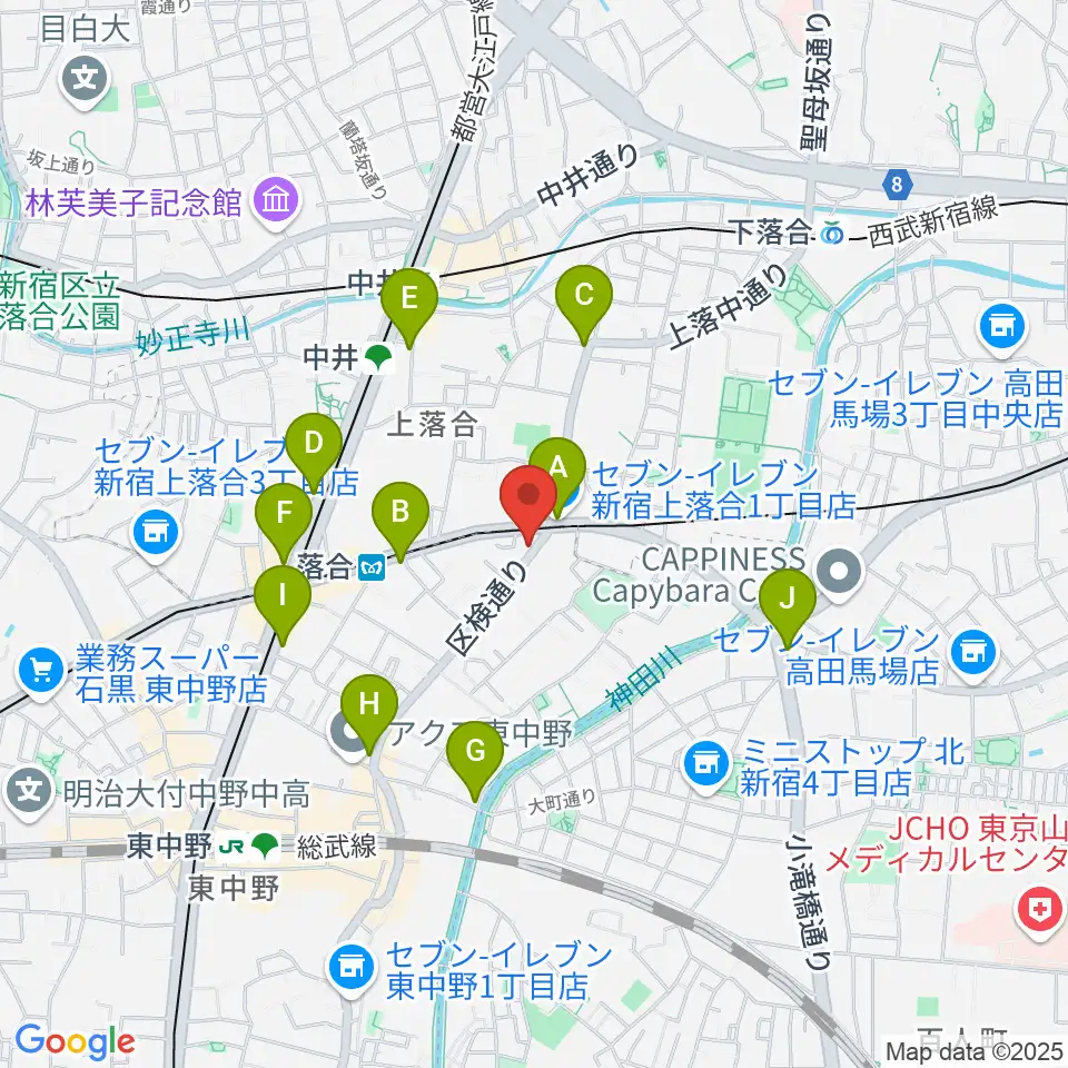 プラチナムガレージ周辺のコンビニエンスストア一覧地図