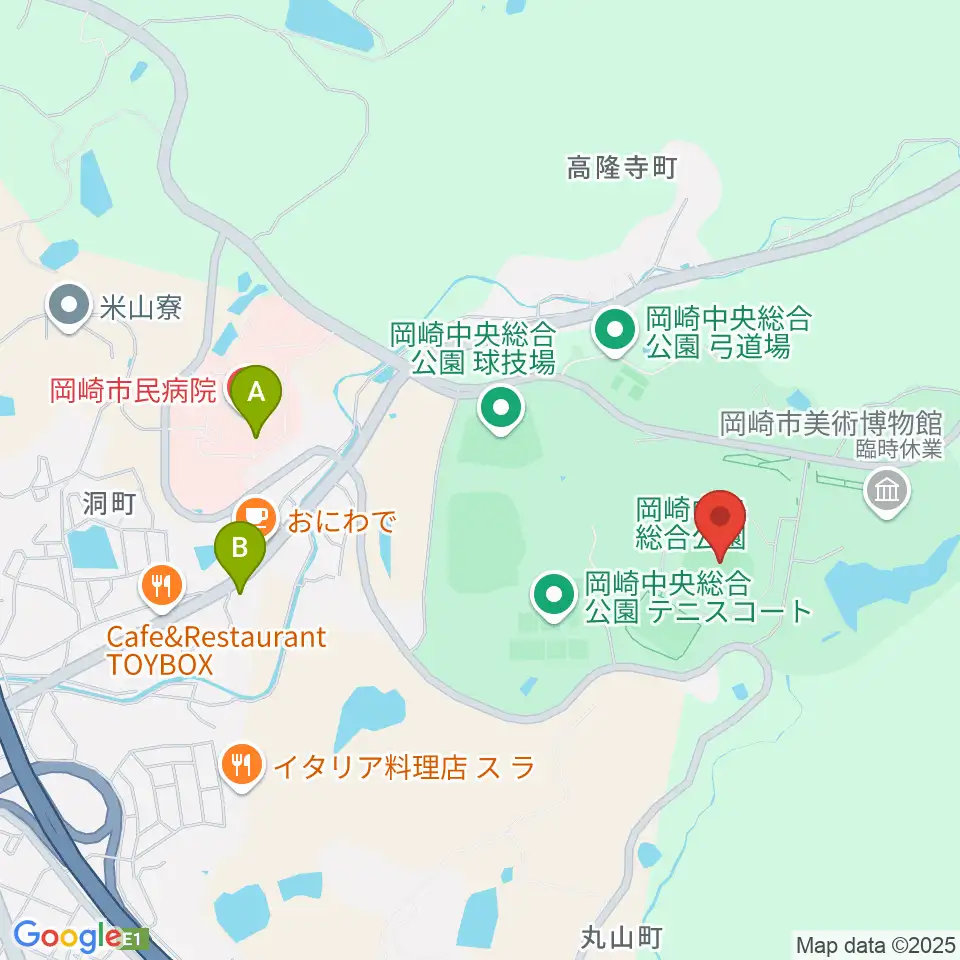 岡崎レッドダイヤモンドスタジアム周辺のコンビニエンスストア一覧地図