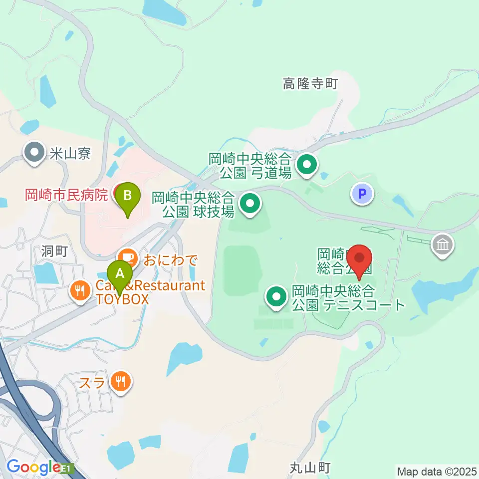 岡崎レッドダイヤモンドスタジアム周辺のコンビニエンスストア一覧地図
