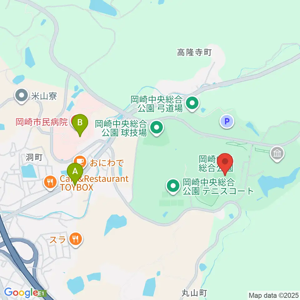 岡崎レッドダイヤモンドスタジアム周辺のコンビニエンスストア一覧地図