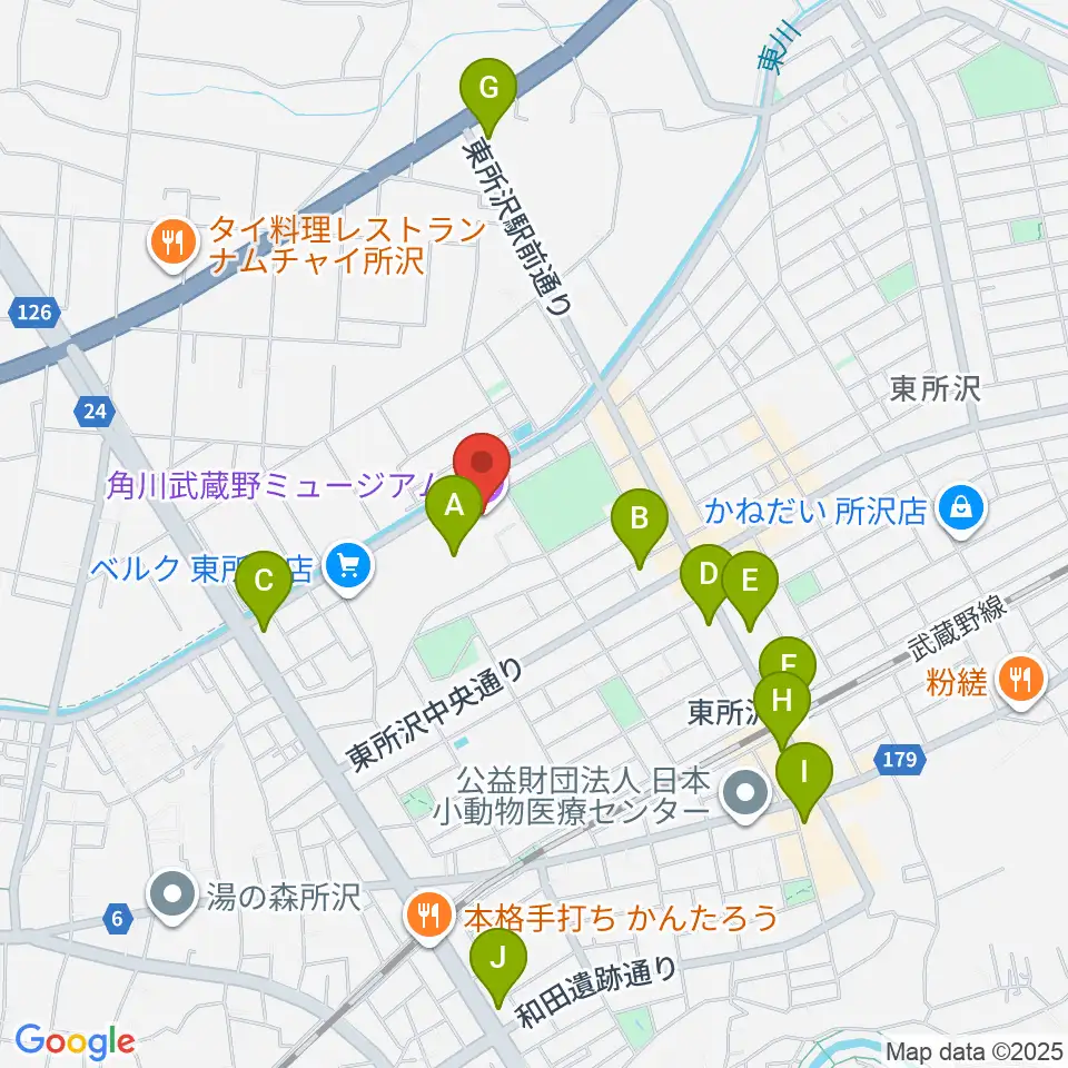 角川武蔵野ミュージアム周辺のコンビニエンスストア一覧地図